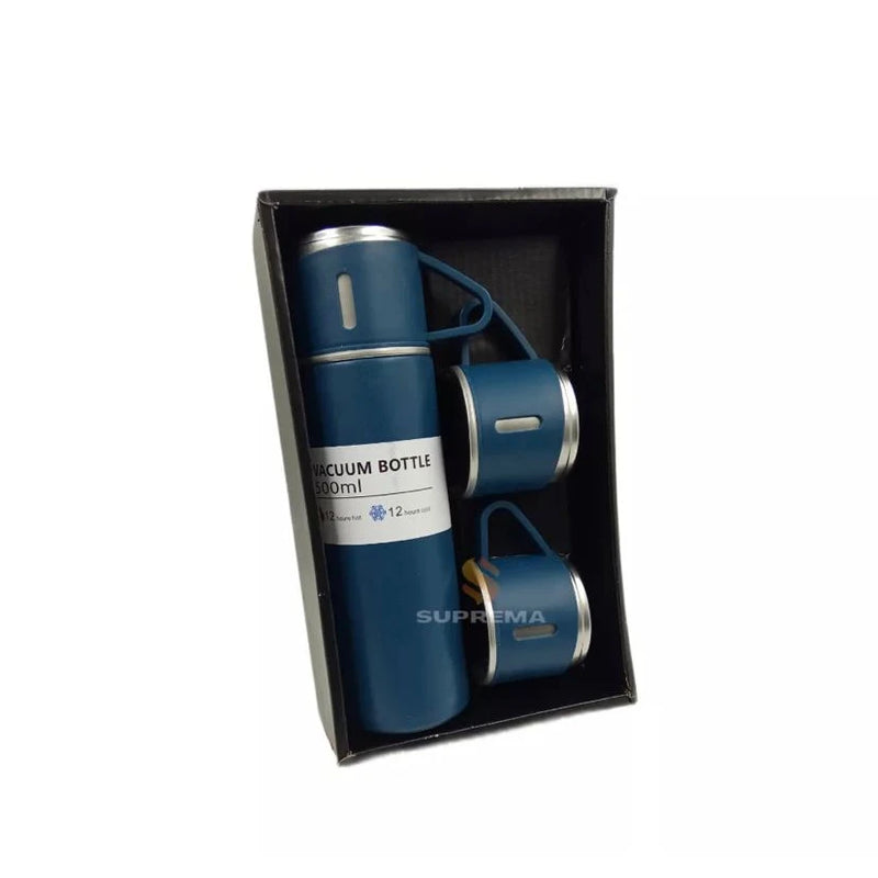 kit Térmico Premium 500ml – Garrafa + 3 Xícaras